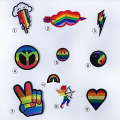 10pcs LGBT Rainbow Patch Embroidery Fabric Stickers Gay Lesbian Bisexual Transge