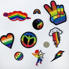 10pcs LGBT Rainbow Patch Embroidery Fabric Stickers Gay Lesbian Bisexual Transge