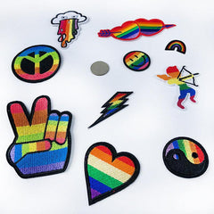 10pcs LGBT Rainbow Patch Embroidery Fabric Stickers Gay Lesbian Bisexual Transge