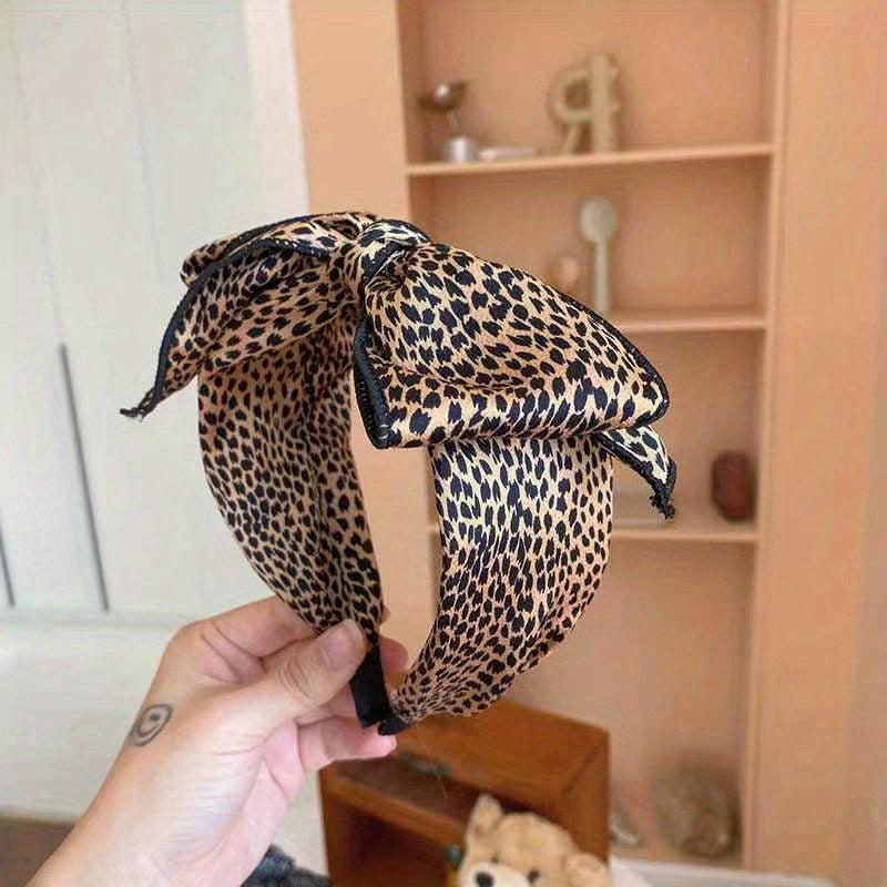 Leopard Print Headband Retro Bowknot Hair Hoop Non-slip Hair Accessories
