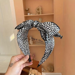Leopard Print Headband Retro Bowknot Hair Hoop Non-slip Hair Accessories