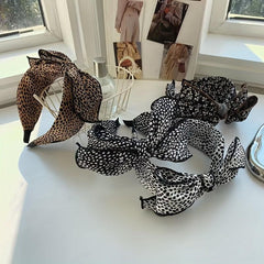 Leopard Print Headband Retro Bowknot Hair Hoop Non-slip Hair Accessories