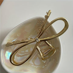 Golden Bowknot Hair Claw Clip Strong Hold Hair Jaw Clip Thick Hair Accessories