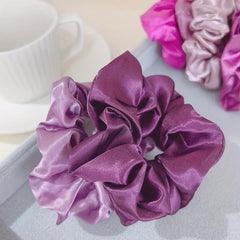 12pcs Y2K Solid Satin Scrunchies Elastic Ponytail Holder Hair Accessories