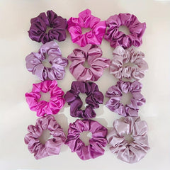 12pcs Y2K Solid Satin Scrunchies Elastic Ponytail Holder Hair Accessories