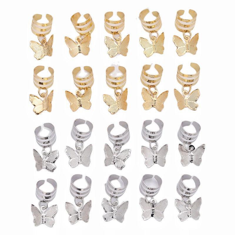 20pcs Butterfly Dreadlock Beads Rings Hair Styling Tool