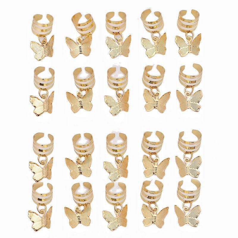 20pcs Butterfly Dreadlock Beads Rings Hair Styling Tool