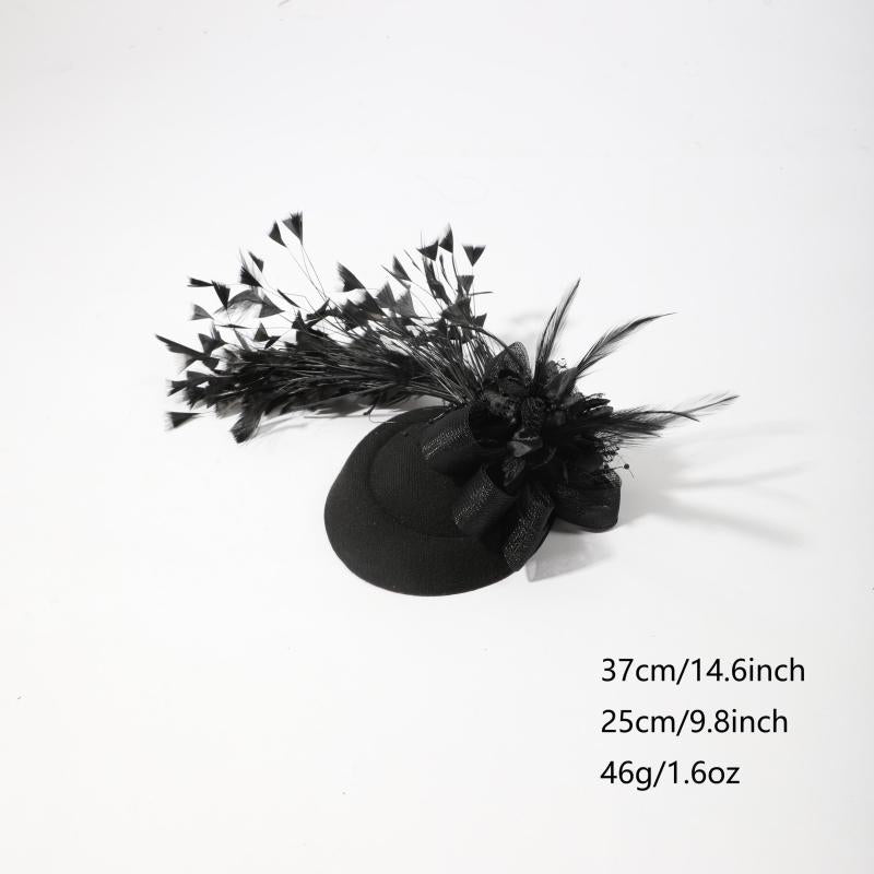 Women Faux Feather Head Piece Wedding Hat Derbyhat