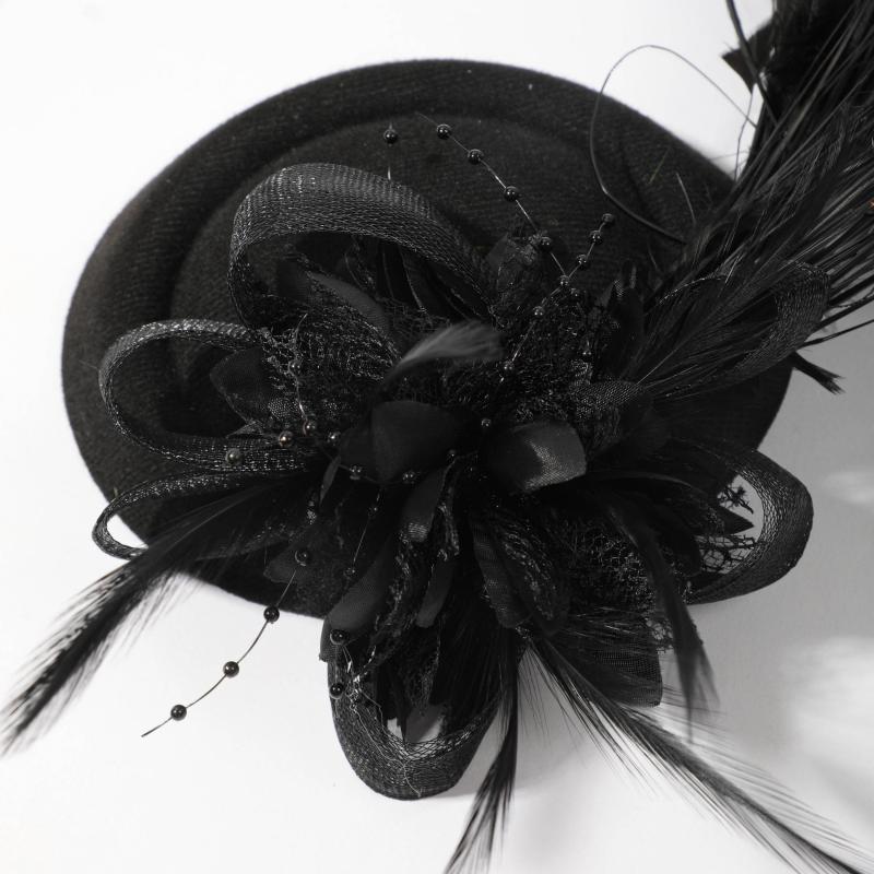 Women Faux Feather Head Piece Wedding Hat Derbyhat