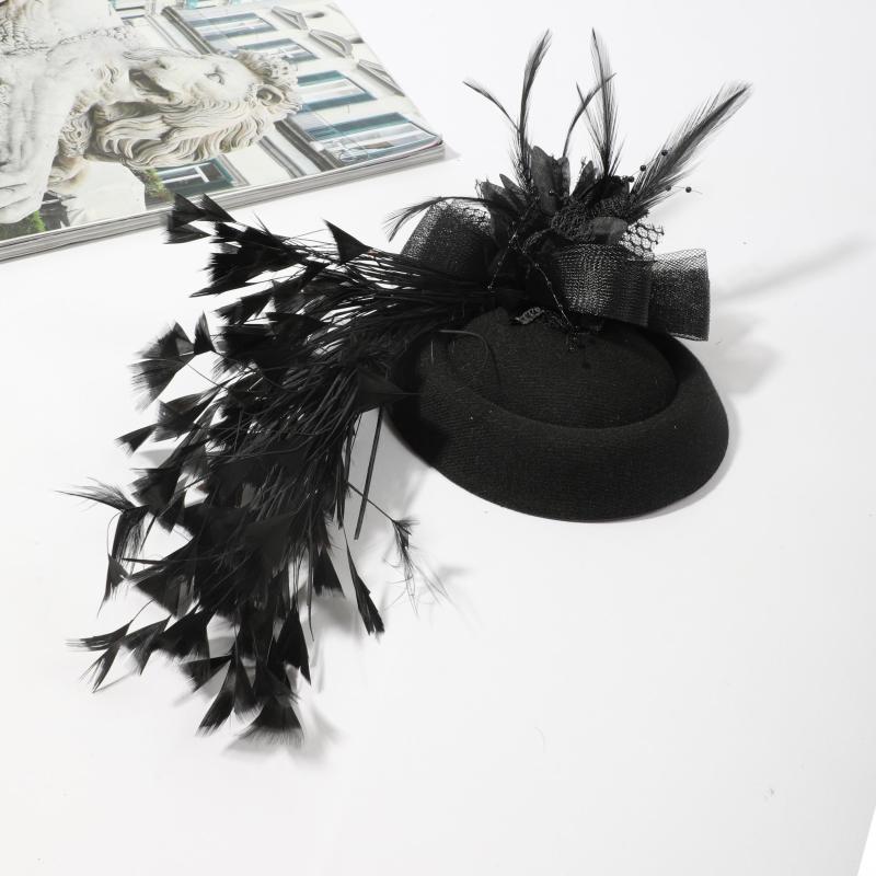 Women Faux Feather Head Piece Wedding Hat Derbyhat