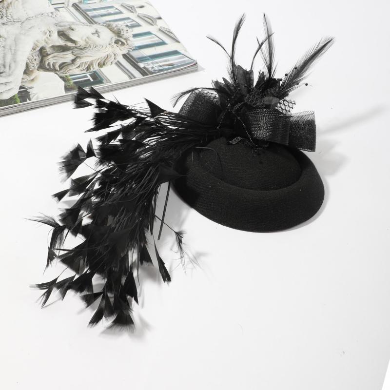 Women Faux Feather Head Piece Wedding Hat Derbyhat