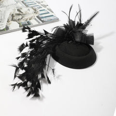 Women Faux Feather Head Piece Wedding Hat Derbyhat