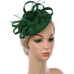 Sinamay Fascinator Faux Feather Head Piece for Tea Party Cocktail Party