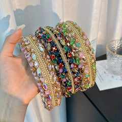 Colorful Crystal Headband Glitter Rhinestone Headdress for Party Prom