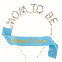 MOM TO BE Rhinestone Headband & Sash Set