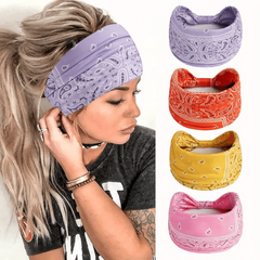Boho Paisley Pattern Hair Band Elastic Sports Sweatband
