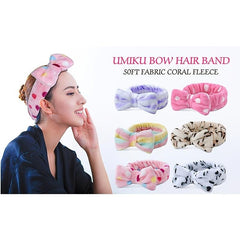 6pcs Spa Headband Bow Hair Band Women Soft Coral Fleece Bowknot Head Wraps