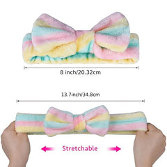 6pcs Spa Headband Bow Hair Band Women Soft Coral Fleece Bowknot Head Wraps