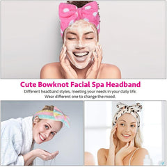 6pcs Spa Headband Bow Hair Band Women Soft Coral Fleece Bowknot Head Wraps