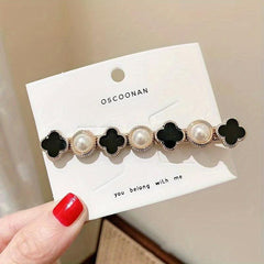 Faux Pearl Flower Hair Clip Duck Bill Clip