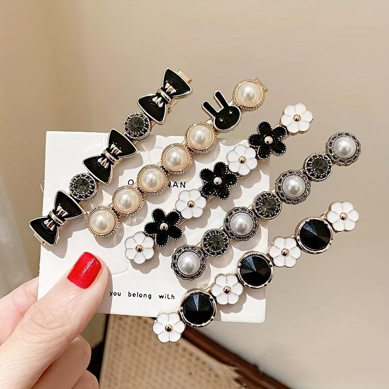 Faux Pearl Flower Hair Clip Duck Bill Clip