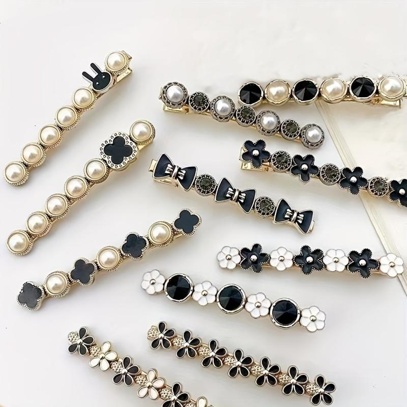 Faux Pearl Flower Hair Clip Duck Bill Clip