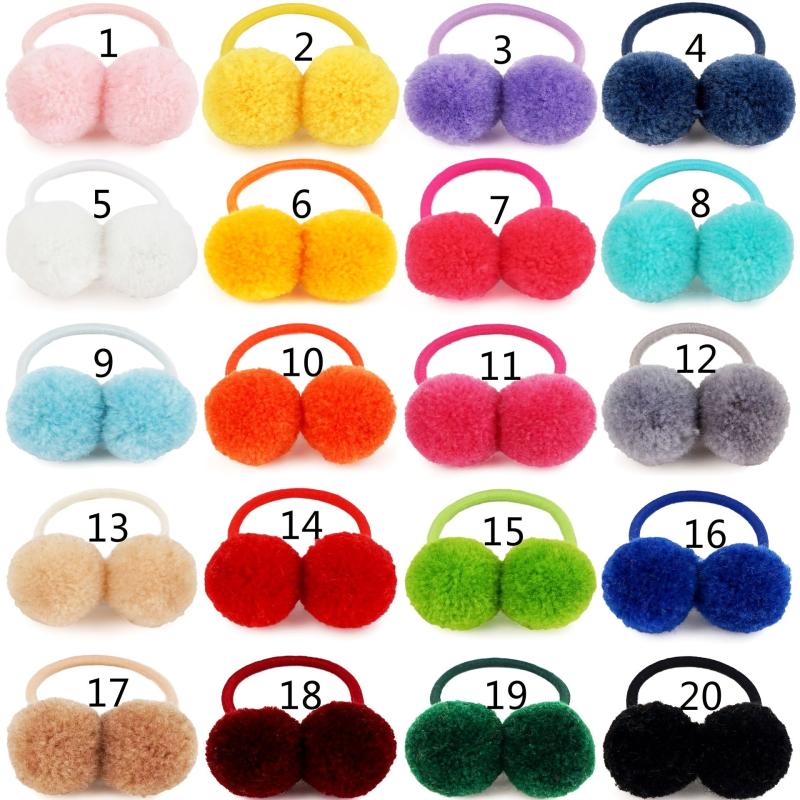 40pcs Baby Girls Pom Pom Hair Ties Elastic Hair Ponytail Holders for Toddlers
