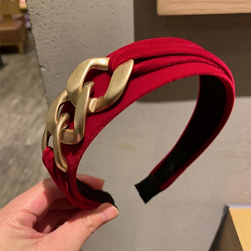 Baroque Wide Padded Headband Vintage Elastic Hairband