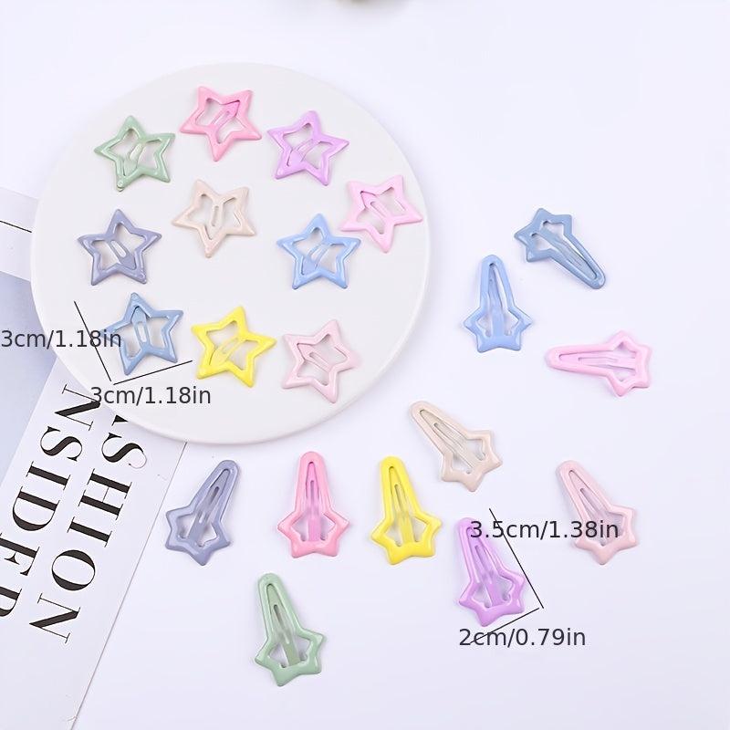 Hollow Star Hair Clip Metal Snap Candy Clip for Women Girls Hair Accessories