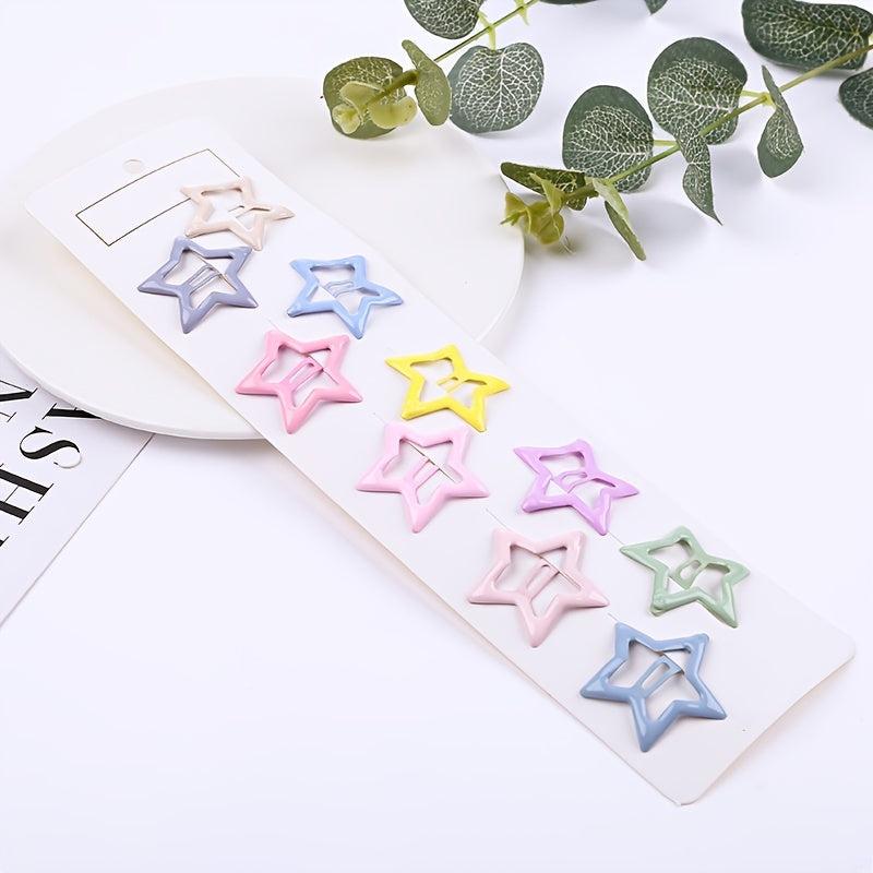 Hollow Star Hair Clip Metal Snap Candy Clip for Women Girls Hair Accessories