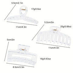 3pcs Transparent Cross Square Hair Claw Hair Clip for Women