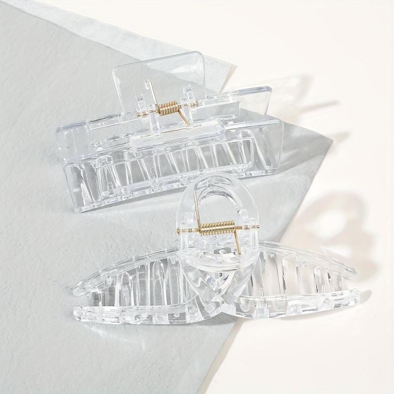3pcs Transparent Cross Square Hair Claw Hair Clip for Women
