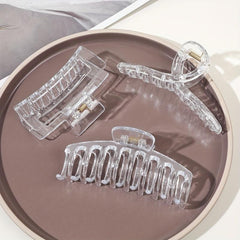 3pcs Transparent Cross Square Hair Claw Hair Clip for Women