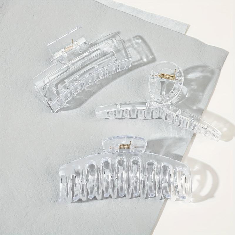 3pcs Transparent Cross Square Hair Claw Hair Clip for Women
