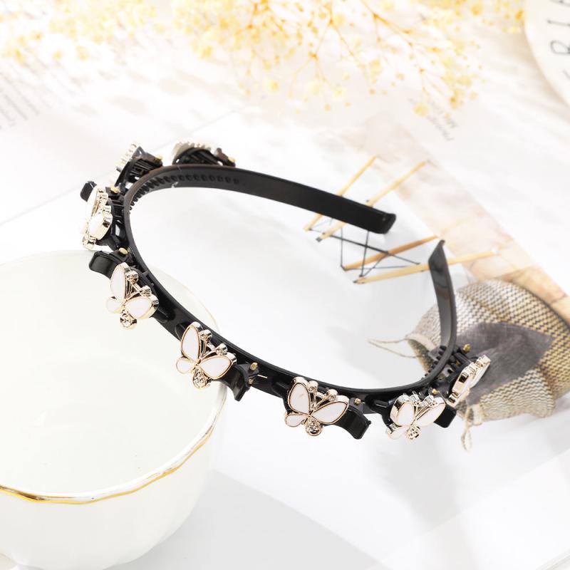 Double Layer Twist Plait Hair Bands With Clips for Women