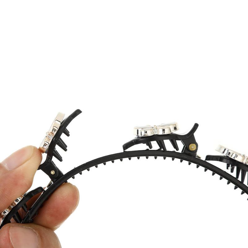 Double Layer Twist Plait Hair Bands With Clips for Women