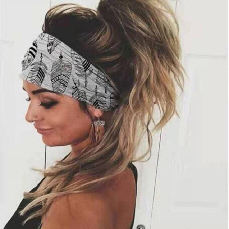Summer Themed Hair Band Wide Sports Sweatband for Yoga Fitness Women Girls
