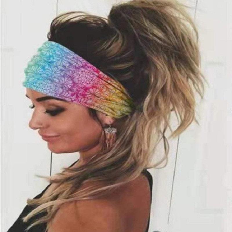 Summer Themed Hair Band Wide Sports Sweatband for Yoga Fitness Women Girls