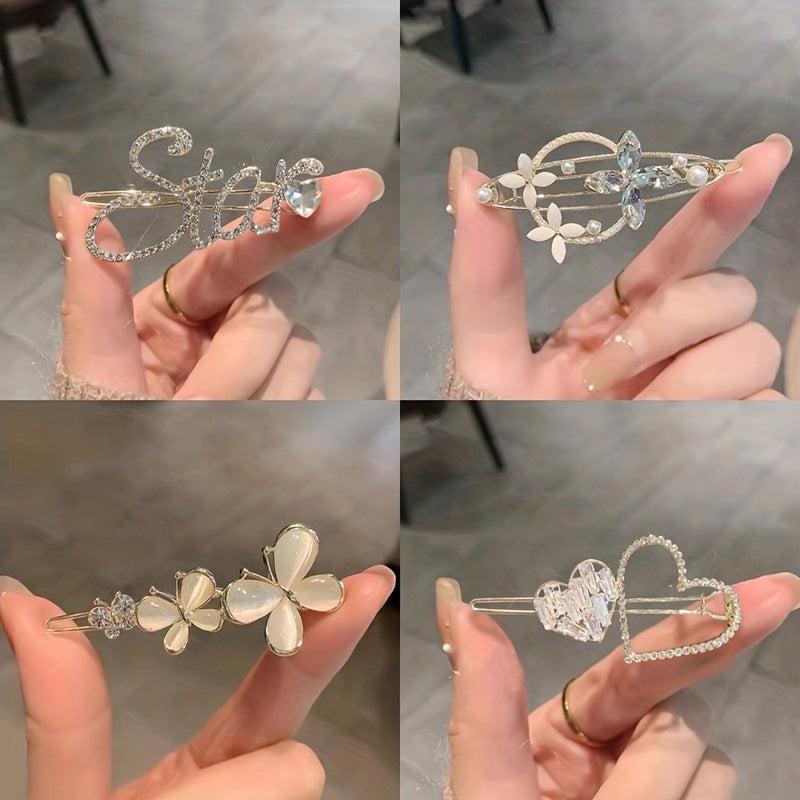 Rhinestone Zircon Opal Hair Clip Bobby Pin Bangs Clip