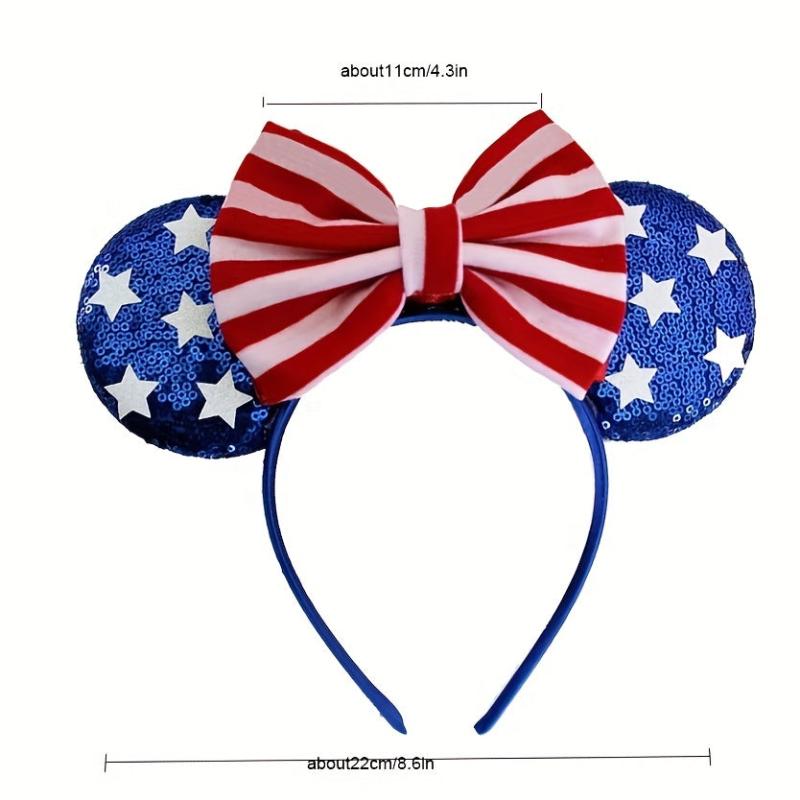 Independence Bow Knot Hair Band American Flag Element Sequin Hair Band
