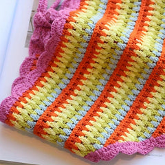 Rainbow Crochet Triangle Scarf & Headband Set for Women