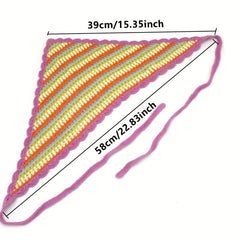 Rainbow Crochet Triangle Scarf & Headband Set for Women