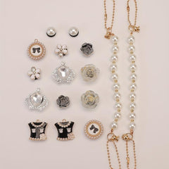 16pcs Rhinestone Pearl Shoe Charm Clog Sandal Buckle Resin Shoe Accessory