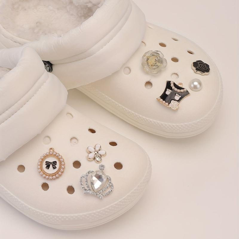 16pcs Rhinestone Pearl Shoe Charm Clog Sandal Buckle Resin Shoe Accessory