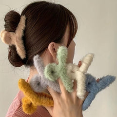Plush Hair Claw Female Back Head Hair Claw Hair Accessories