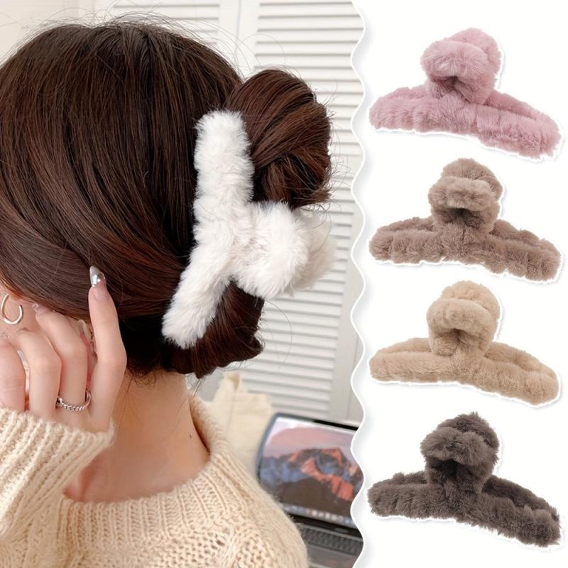 Plush Hair Claw Female Back Head Hair Claw Hair Accessories