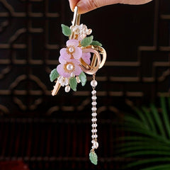 Large Flower Hair Claw Retro Shark Claw Inlaid Faux Pearl Ponytail Holder