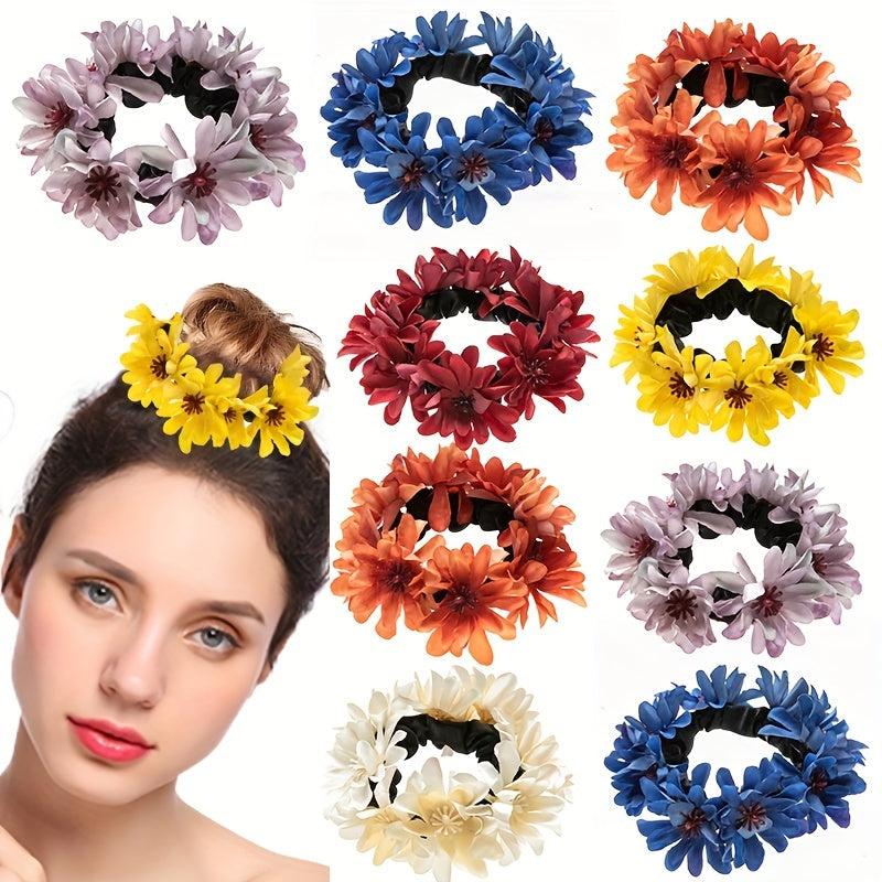 Boho Flower Hair Tie Ponytail Holder Hair Accessories