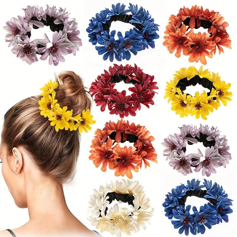 Boho Flower Hair Tie Ponytail Holder Hair Accessories