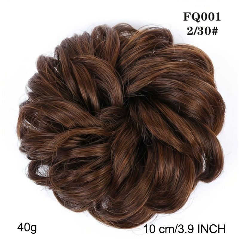 Curly Synthetic Messy Chignon Brown Hair Bun